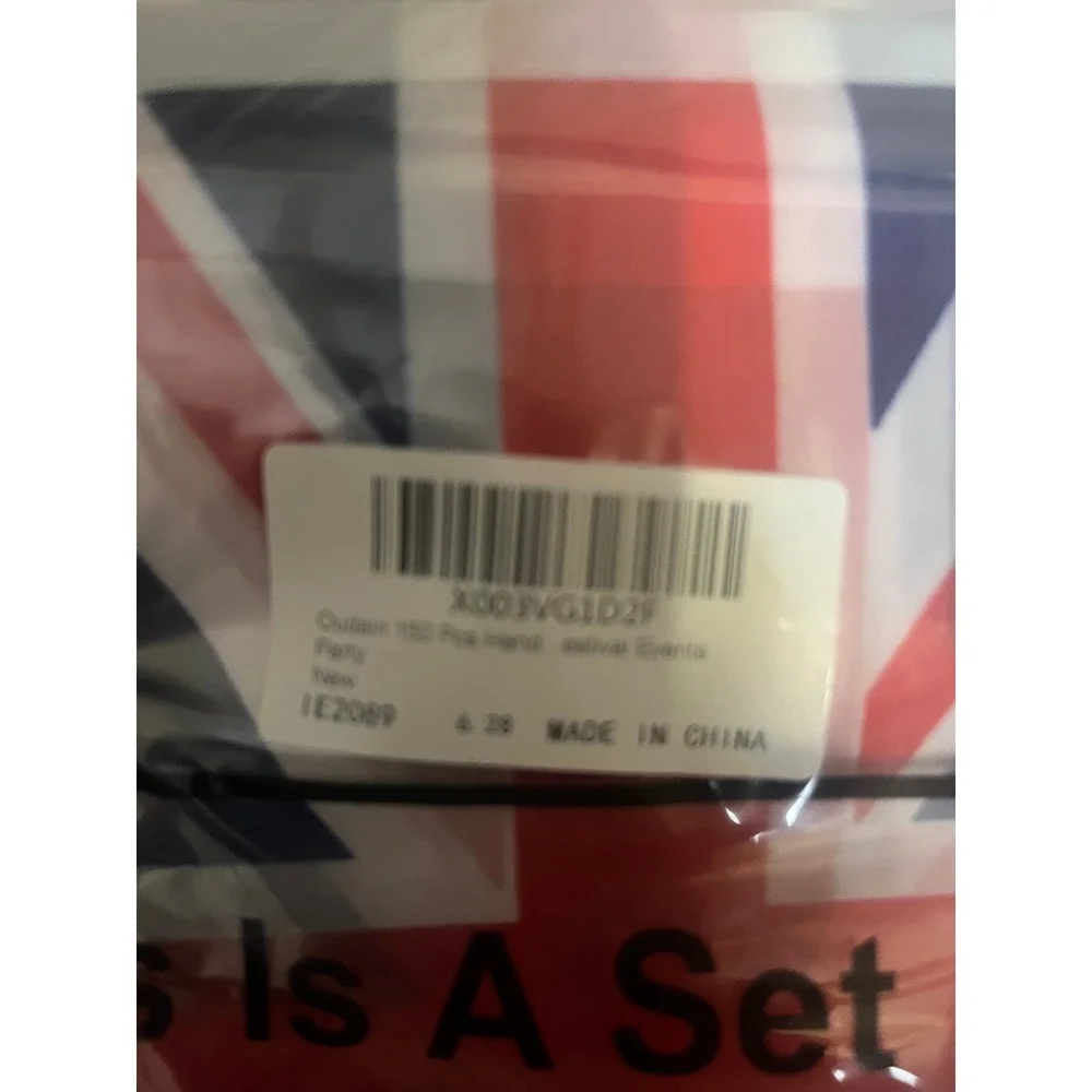 Oudan 150 Pcs Handheld Union Jack Flags UK British Hand Waving Flags Gold Top